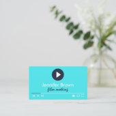 Carte De Visite Turquoise Blue Film Production Éditeur vidéo (Debout devant)