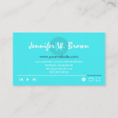 Carte De Visite Turquoise Blue Film Production Éditeur vidéo (Dos)