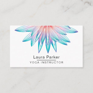 Carte De Visite Turquoise Blue Floral Art Lotus Fleur Yoga Méditat