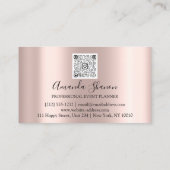 Carte De Visite Turquoise Blue Flowers Rose Gold Logo Planificateu (Dos)