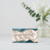 Carte De Visite Turquoise Blue Gold Agate Ivory Luxe (Debout devant)