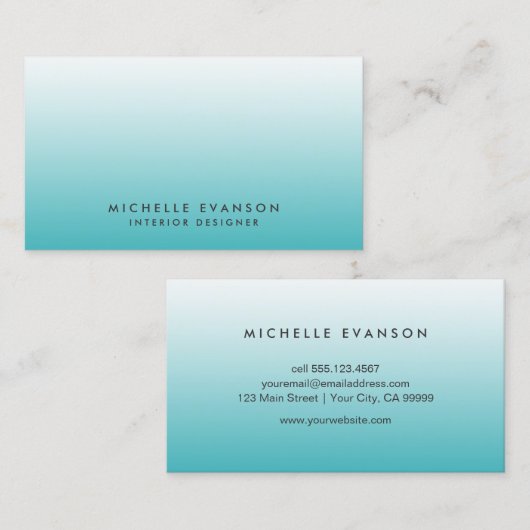 Carte De Visite Turquoise Blue Gradient Creative Simple (Devant / Derrière)