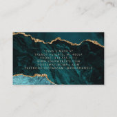 Carte De Visite Turquoise Blue Green Agate Gold Parties scintillan (Dos)