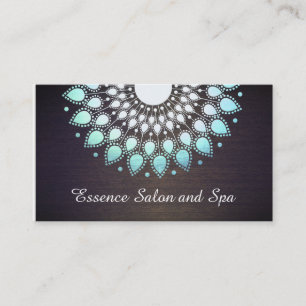 Carte De Visite Turquoise Blue Lotus Flower sur Wood Wellness Spa