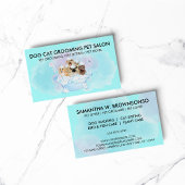 Carte De Visite Turquoise Blue Rose Pet Groomer chats chiens