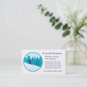 Carte De Visite Turquoise Blue Snow Ski Circle Logo Modèle profess (Debout devant)