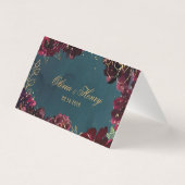 Carte De Visite Turquoise Bordeaux Jewel Tone Mariage Guest Place  (Dos)