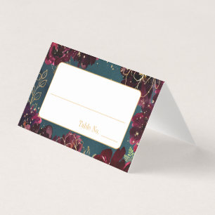 Carte De Visite Turquoise Bordeaux Jewel Tone Mariage Guest Place 