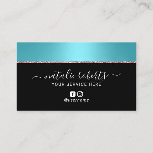 Carte De Visite Turquoise Bordure maquillage Artiste Coiffure Styl (Devant)