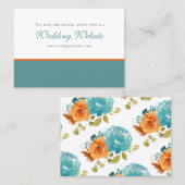 Carte De Visite Turquoise Burange Floral Boho Site Mariage (Devant / Derrière)