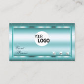 Carte De Visite Turquoise chatoyant avec diamants et logo professi (Devant)