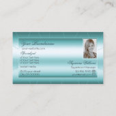 Carte De Visite Turquoise chatoyant avec Diamonds et Photo Profess (Dos)