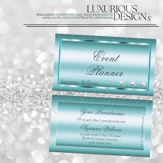 Carte De Visite Turquoise chatoyant avec Diamonds Professional Mod