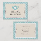 Carte de visite turquoise chic de thé de théière (Devant / Derrière)