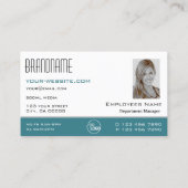 Carte De Visite Turquoise classique élégant Logo simple et photo (Dos)