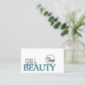 Carte De Visite Turquoise classique élégant Logo simple et photo (Debout devant)