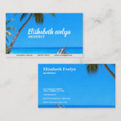 Carte De Visite Turquoise Coast: Palms & Weathered Wood (Devant / Derrière)