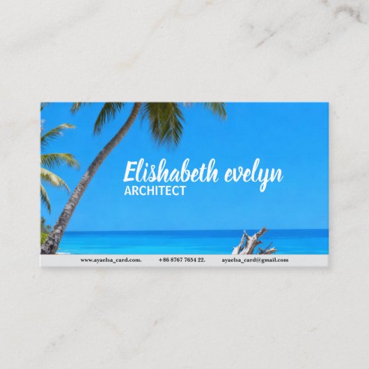 Carte De Visite Turquoise Coast: Palms & Weathered Wood (Devant)