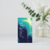 CARTE DE VISITE TURQUOISE D'ABSTRAT, MONOGRAMME DES VAGUES LUMINEU (Debout devant)