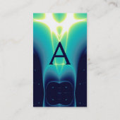 CARTE DE VISITE TURQUOISE D'ABSTRAT, MONOGRAMME DES VAGUES LUMINEU (Dos)