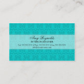 Carte De Visite Turquoise Damassé Élégant (Dos)