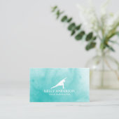 Carte De Visite Turquoise d'aquarelle d'instructeur de yoga (Debout devant)