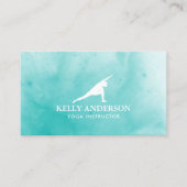 Carte De Visite Turquoise d'aquarelle d'instructeur de yoga (Devant)