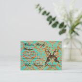 Carte De Visite Turquoise de Bohème de boutique de papillon et (Debout devant)