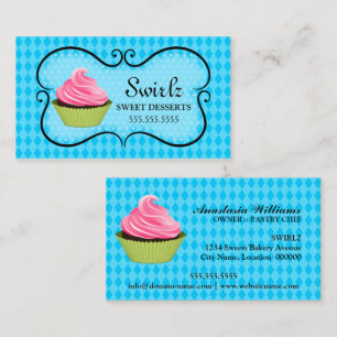 Carte De Visite Turquoise de boulangerie de petit gâteau