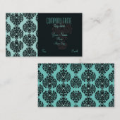 Carte de visite turquoise de damassé (Devant / Derrière)