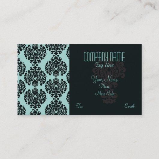 Carte de visite turquoise de damassé (Devant)