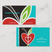 Carte de visite-Turquoise de l'enseignant de coeur (Devant / Derrière)