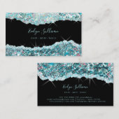 carte de visite turquoise de parties scintillant (Devant / Derrière)