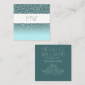 Carte de visite turquoise de parties scintillantes (Devant / Derrière)
