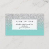 Carte De Visite Turquoise de parties scintillantes d'argent de (Dos)