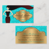 Carte de visite turquoise de salon de coiffeur de (Devant / Derrière)