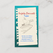 Carte de visite Turquoise Doodle Tutor d'une page (Devant)