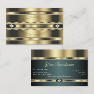 Carte De Visite Turquoise doré et foncé de luxe avec pierres Faux