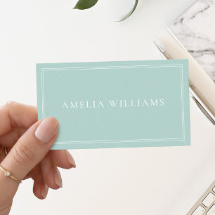 Carte De Visite Turquoise Élégant Minimaliste Professionnel