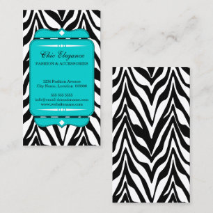 Carte De Visite Turquoise élégante d'impression de zèbre