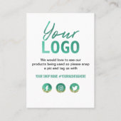 Carte De Visite Turquoise Et Blanc Avec Logo De Merci Parties scin (Dos)