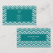 Carte De Visite Turquoise et blanc Motif Chevron (Devant / Derrière)