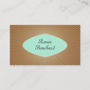 Carte De Visite Turquoise et Gold Sunburst Retro Fashion Boutique