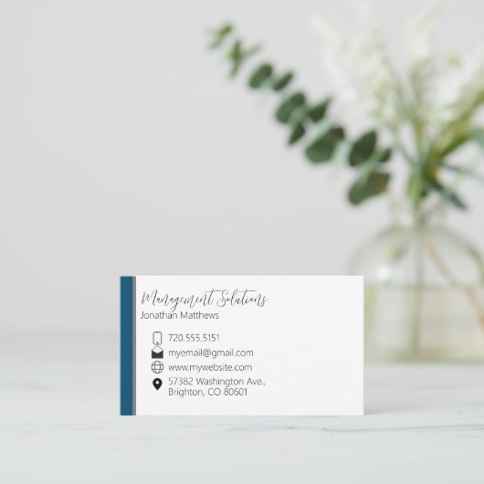 Carte de visite - Turquoise et gris (Debout devant)