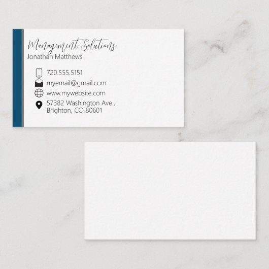 Carte de visite - Turquoise et gris (Devant / Derrière)