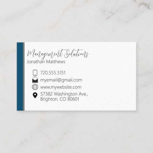 Carte de visite - Turquoise et gris (Devant)