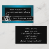 Carte De Visite Turquoise et noir avec le monogramme (Devant / Derrière)