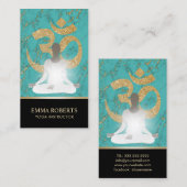 Carte De Visite Turquoise et or de Namaste d'instructeur de yoga (Devant / Derrière)