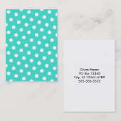 Carte De Visite Turquoise et pois blancs (Devant / Derrière)