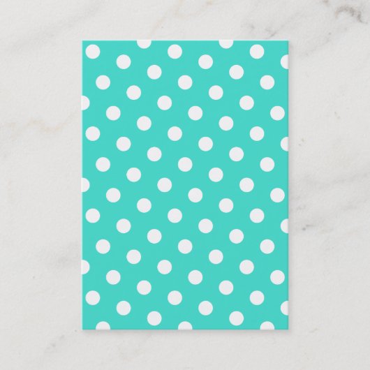 Carte De Visite Turquoise et pois blancs (Devant)